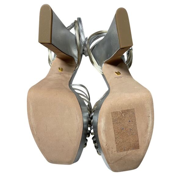 Veronic Beard Fletcher Metallic Chunky Platform Heel Sandals Two Tone Size 10.5M - Picture 8 of 9